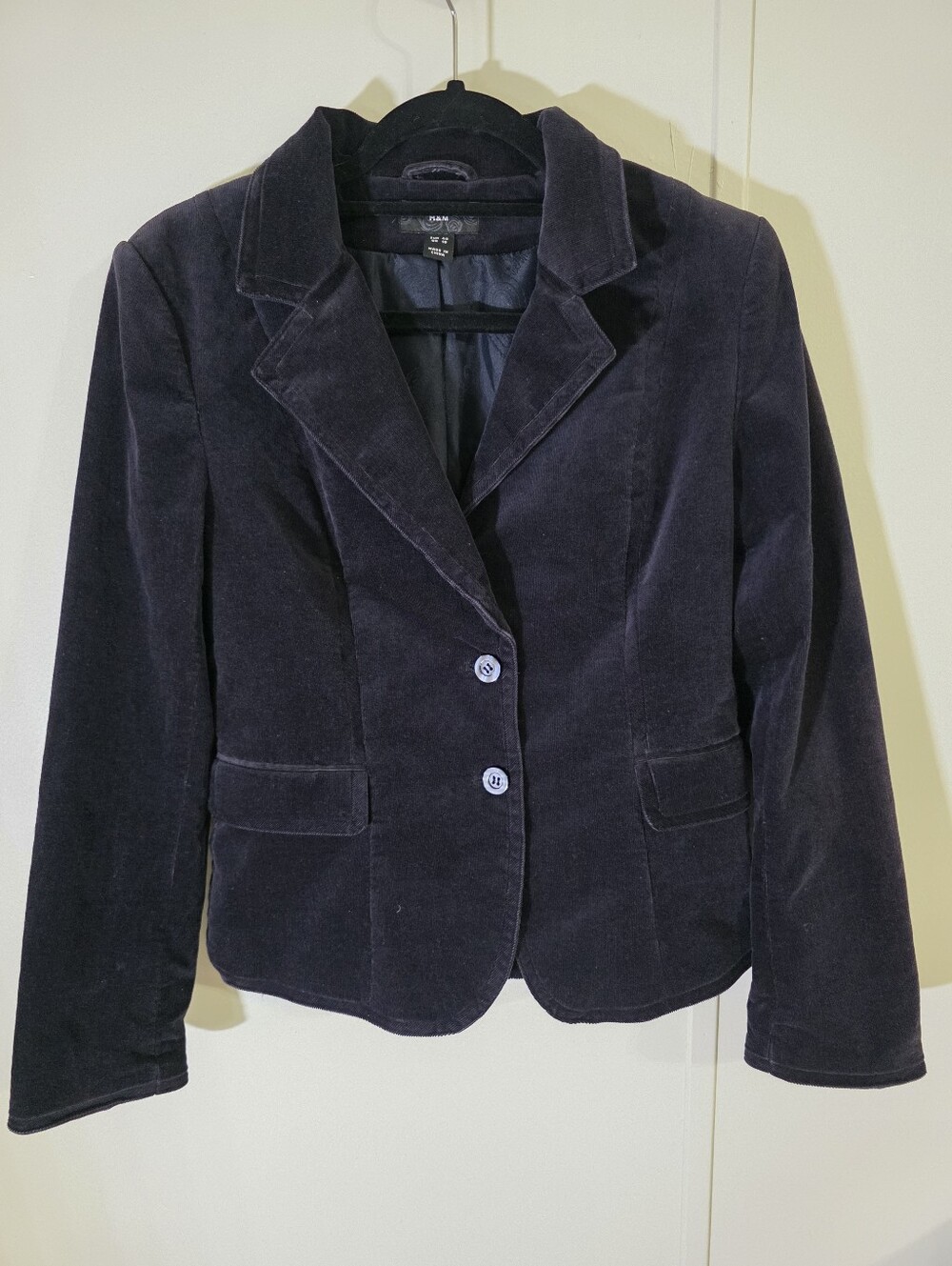 H&M Dark Navy Corduroy Tailored Blazer
